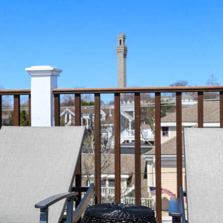 Lounge chairs in rooftop