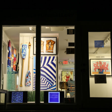 Art gallery display at night